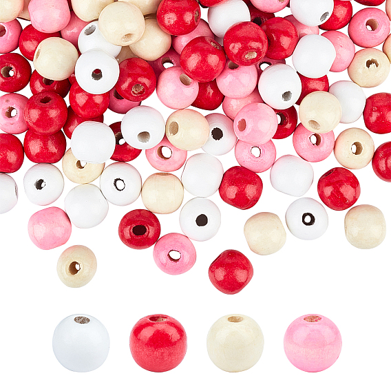 Des perles en bois naturel, ronde, mélangé teint et non teint, Perles avec un grand trou   