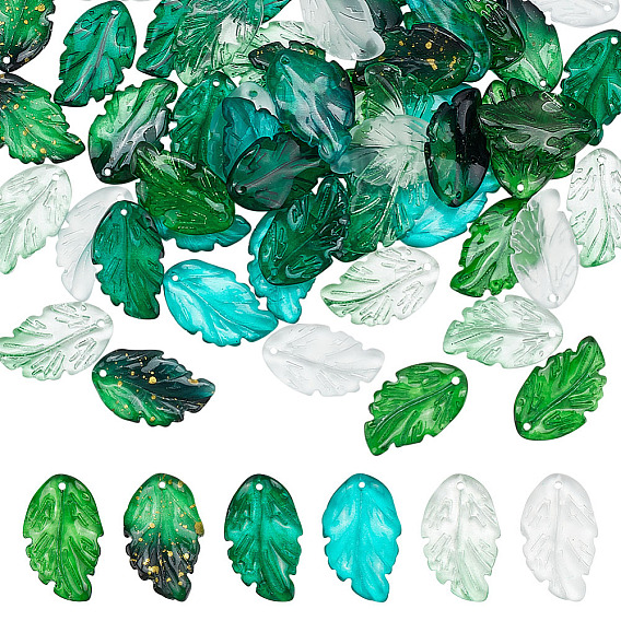 60шт 6 стили прозрачные стеклянные подвески, лист прелести