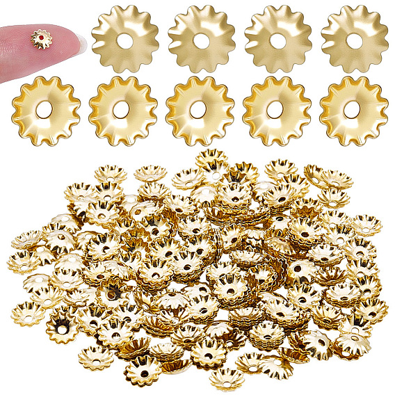 260Pcs 304 Stainless Steel Bead Caps, Multi-Petal Flower