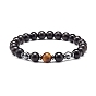 Энергетическая сила круглые бусины эластичный браслет для мужчин и женщин, браслет из натурального тигрового глаза и немагнитного синтетического гематита и бусин из натурального дерева