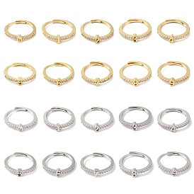 Rack Plating Brass Clear Cubic Zirconia Number Adjustable Rings for Women, Cadmium Free & Lead Free, Long-Lasting Plated