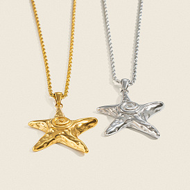 Summer Beach 304 Stainless Steel Starfish Pendant Necklaces for Women