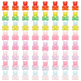 Nbeads 80Pcs 8 Colors Gradient Color Opaque Resin Cabochons, with Glitter Powder Bear