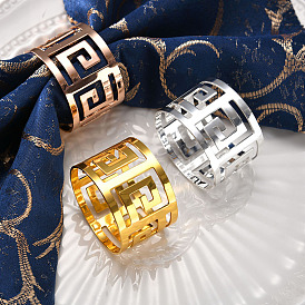Napkin buckle metal back pattern napkin ring electroplated hollow gold wedding table top cloth ring