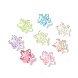 Transparent Acrylic Bead Caps, Flower, UV Plating, 5-Petals