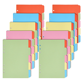 Пластиковые разделители для папок, 6 Вкладка индексной страницы с отверстиями для планировщика, блокнота и переплетных листов., прямоугольные