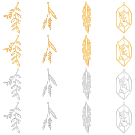 16 шт 8 стиль 201 подвески из нержавеющей стали, очарование листа