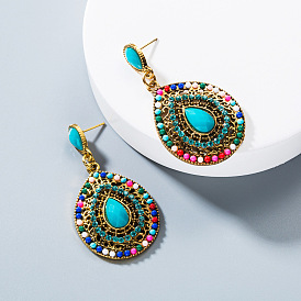 Sparkling Teardrop Earrings with Gemstones - Vintage Statement Jewelry