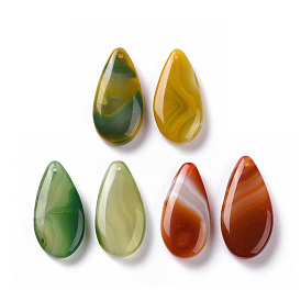 Natural Agate Big Pendants, Dyed & Heated, Teardrop Charms