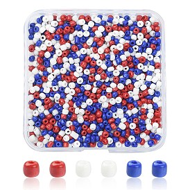 55.5G 3 Colors 8/0 Glass Seed Beads, Opaque Colours Seed, Round, Small Craft Beads for Independence Day