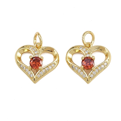Латунные микро проложить кубического циркония подвески, сердце прелести, с целью перехода в кольце