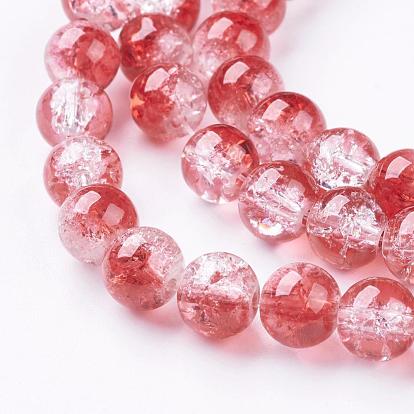 Crackle Glass Beads Strands, Round, Sold by Strands