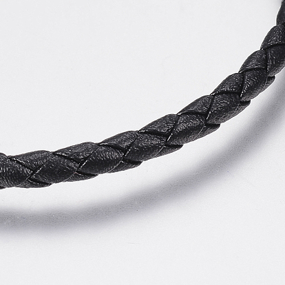 Tressés bracelets cordon en cuir pour hommes, avec 304 fermoirs inox 