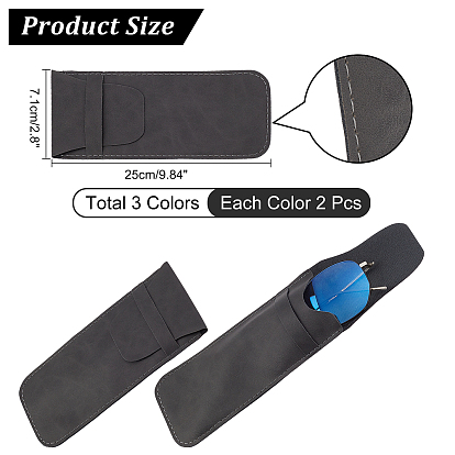 Nbeads 6шт 3 цвета чехол для очков из искусственной кожи, многофункциональная сумка для хранения, для очков, солнцезащитные очки протектор