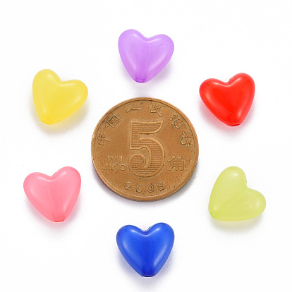 Transparent Acrylic Beads, Dyed, Heart