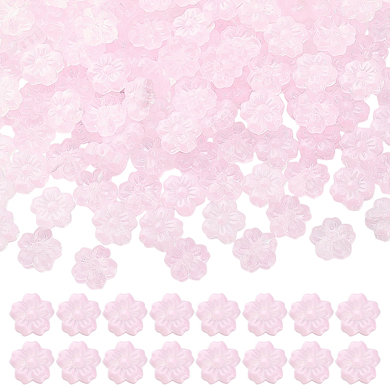 120 Perles de verre transparentes peintes à la bombe, sakura