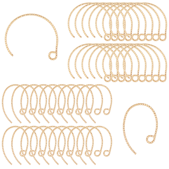 40Pcs 2 Style Brass Earring Hooks, with Horizontal Loop, with Texture