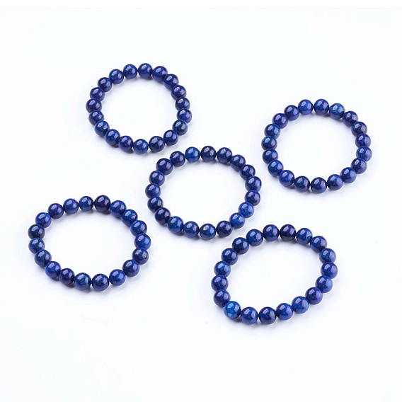 Natural Lapis Lazuli(Dyed) Stretch Bracelets, Round