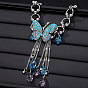 Ожерелья с подвеской в виде бабочки и кисточки из сплава индиголита и страз для женщин
