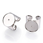304 Stainless Steel Open Cuff Finger Ring Cabochon Settings, Flat Round