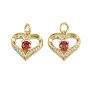 Латунные микро проложить кубического циркония подвески, сердце прелести, с целью перехода в кольце