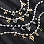 Ожерелья из латунных бусин с микропаве из прозрачного кубического циркония, с abs имитационными жемчужными бусинами , без кадмия и без свинца, долговечный, стойки покрытие