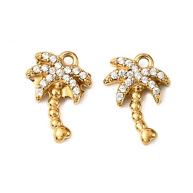 304 прелести нержавеющей стали, очарование кокосового дерева, с кубического циркония, ионное покрытие (ip)