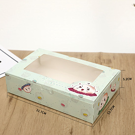 Caja de pastel de papel, rectángulo con compartimento 6 y ventana transparente, caja de embalaje de cupcakes de panadería
