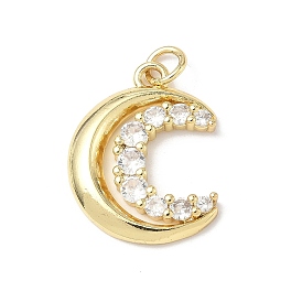 Латунные микро проложить кубического циркония подвески, луна, стойки покрытие, долговечный, без кадмия и без свинца, с целью перехода в кольце