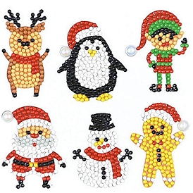 DIY Christmas Theme Diamond Painting Sticker Kits, including Self Adhesive Sticker, Resin Rhinestones, Diamond Sticky Pen, Tray Plate and Glue Clay, Mixed Shapes