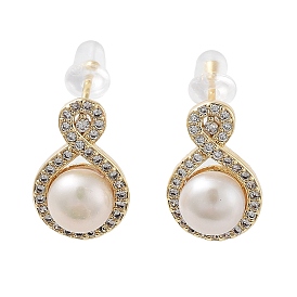 Boucles d'oreilles en perles naturelles avec zircons cubiques, boucles d'oreilles infinies en laiton avec épingles en argent sterling