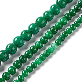 Natural Jade Round Beads Strand, Dyed, Green