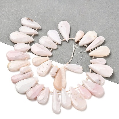 Natural Pink Opal Beads Strands, Top Drilled, Teardrop Charms