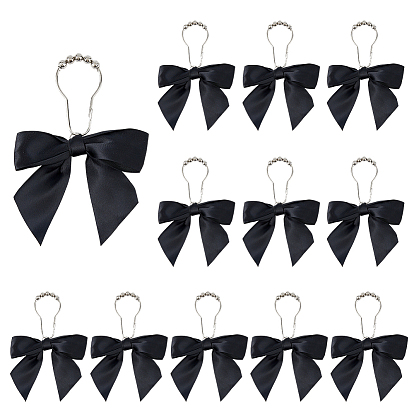 Железные кольца для занавесок для ванной комнаты, легко скользящие ролики, бантом, металлические вешалки для душа с бусинами, платина