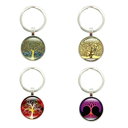 Стеклянные брелки, с металлическими разъемными кольцами, плоско-круглые