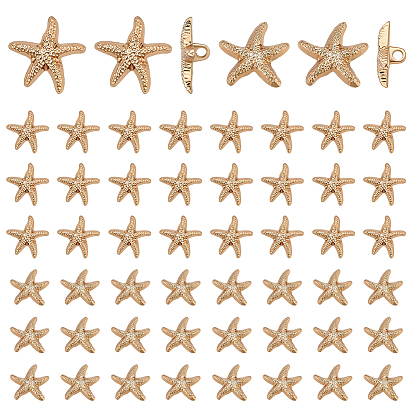 60шт. 2 стили 1-отверстие пуговицы из сплава на хвостовике, морская звезда