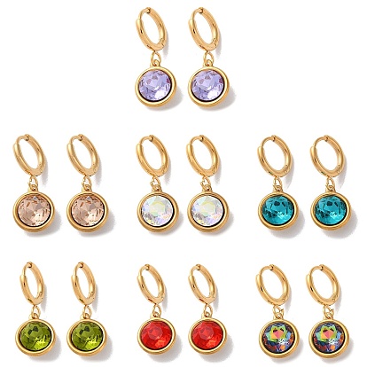 Вакуумное покрытие pvd 304 серьги-кольца из нержавеющей стали, со стразами, плоско-круглые