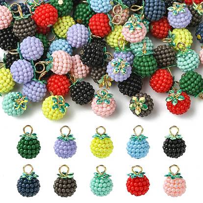 100 шт. Прорезиненные подвески из абс-пластика, с железными петлями, золотые, ягода