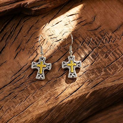 Pendientes colgantes de cruz de aleación de zinc