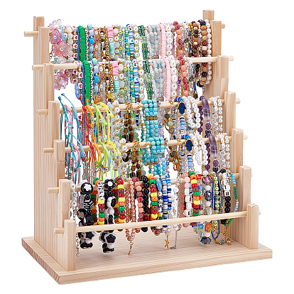 6-Soportes de exhibición para organizador de pulseras de madera de 3 niveles