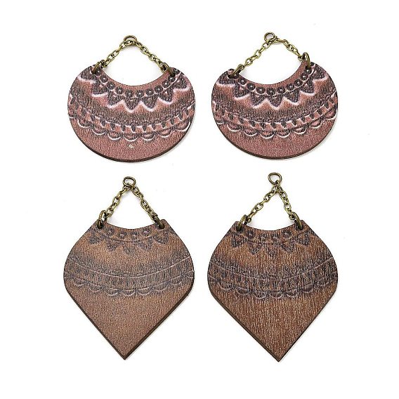 Подвески из тополя, с медными цепями