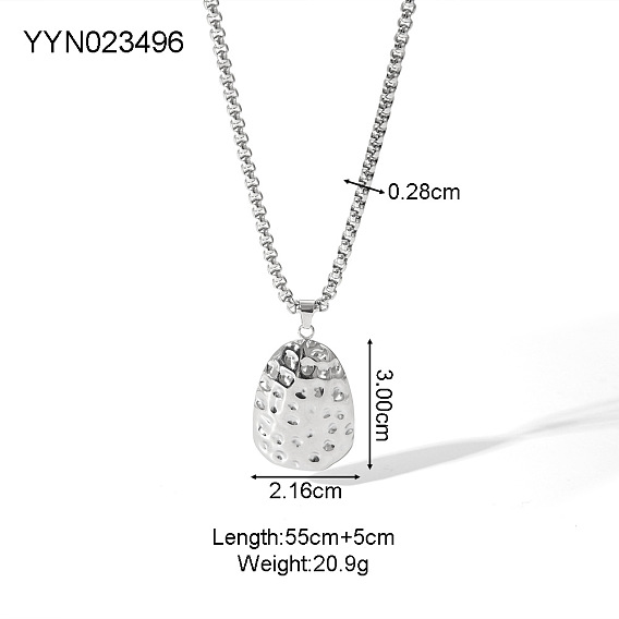 304 Женские ожерелья с подвеской в форме капли из кованой нержавеющей стали, цвет нержавеющей стали