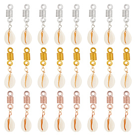 Плетение подвесок для волос из ракушек каури, украшение, с алюминиевыми зажимами для волос в форме катушки для волос, формы раковины