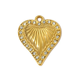 304 из нержавеющей стали с горный хрусталь подвески, сердце прелести, ионное покрытие (ip), реальный 18 k позолоченный