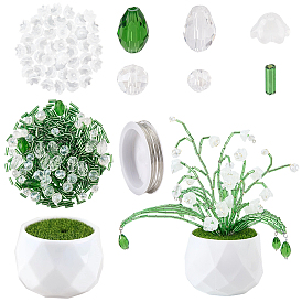 DIY Planters Makings Kits, Including PP Plastic Diamond Shape Planters, Glass Beads