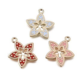 Aleación con colgantes de esmalte, encantos de la flor, chapado en rack, dorado