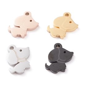 Ion Plating(IP) 304 Stainless Steel Charms, Laser Cut, Dog