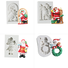 Christmas Theme DIY Food Grade Statue Silicone Molds, Fondant Molds, Portrait Sculpture Resin Casting Molds, for Chocolate, Candy, UV Resin & Epoxy Resin Jewelry Making