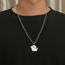 Милая мультяшная собака 304 Ожерелья с подвеской из нержавеющей стали для повседневной женской одежды