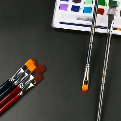 Ensemble de pinceaux de peinture, tête de brosse en nylon avec manche en bois et tube en cuivre, pour aquarelliste artiste peinture professionnelle